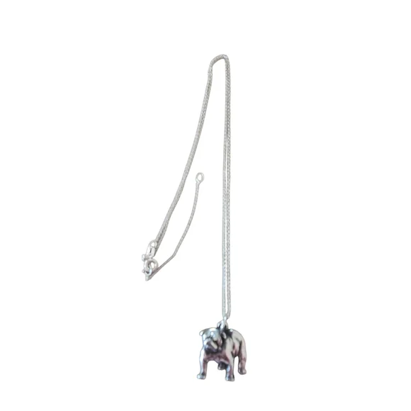 Retired James Avery .925 Silver Bulldog Pendant Charm Necklace